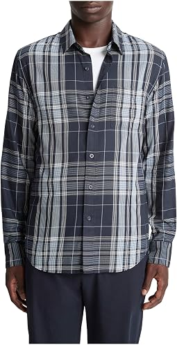 Dunluce Plaid Separate Placket Long Sleeve Shirt