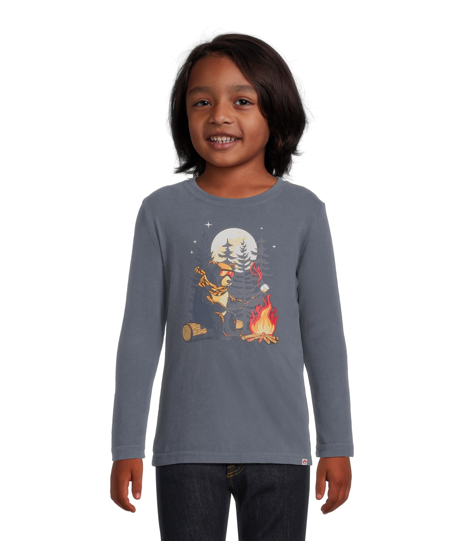 Bear Camping Graphic Long Sleeve Tee (Toddler/Little Kid/Big Kid)