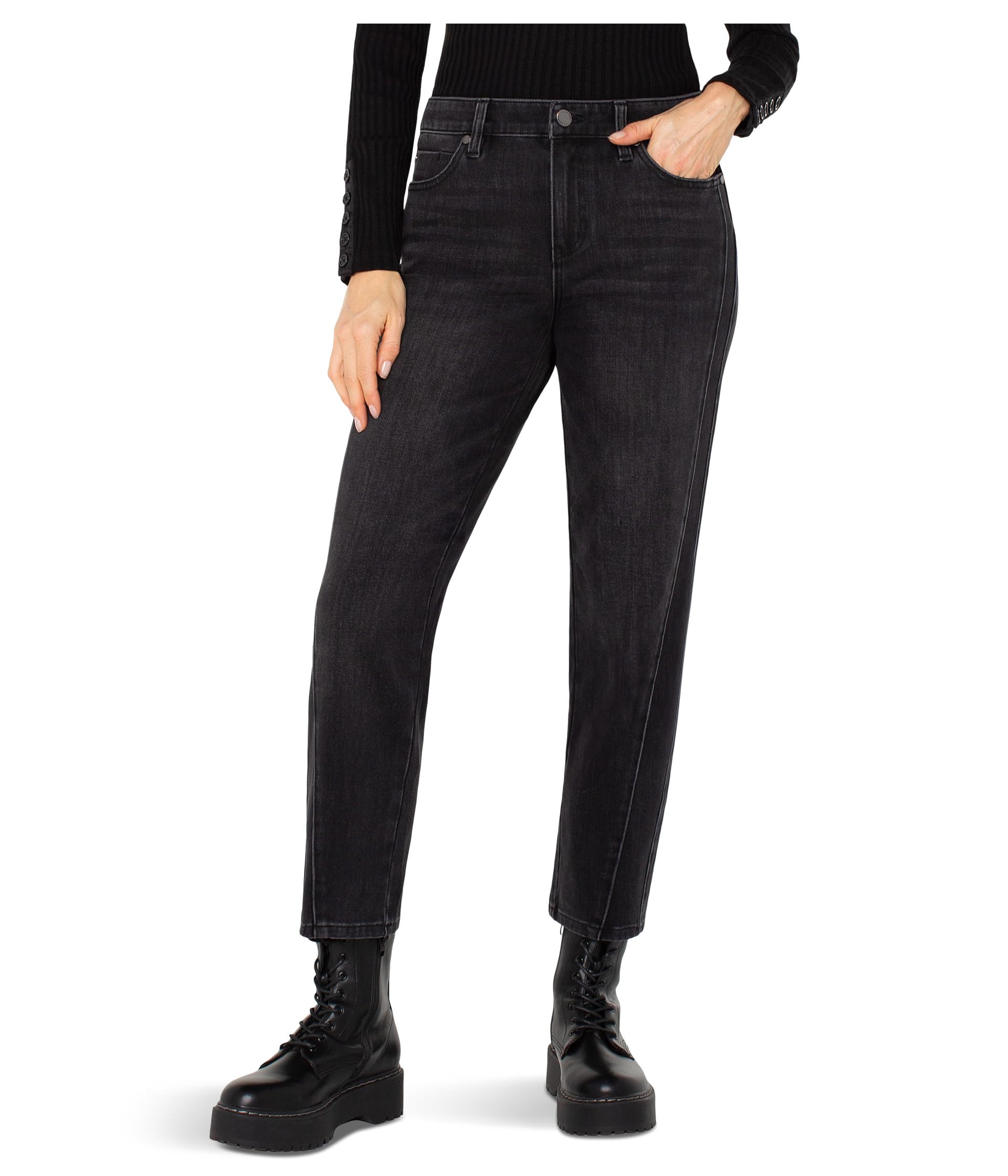 Джинсы Liv Mid-Rise Relaxed с декоративными швами, 28'' inseam