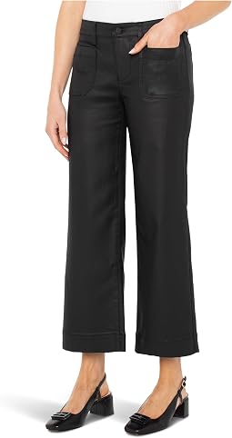 Брюки Liverpool Los Angeles Crop Mid-rise Wide Leg с накладными карманами, 27" Inseam