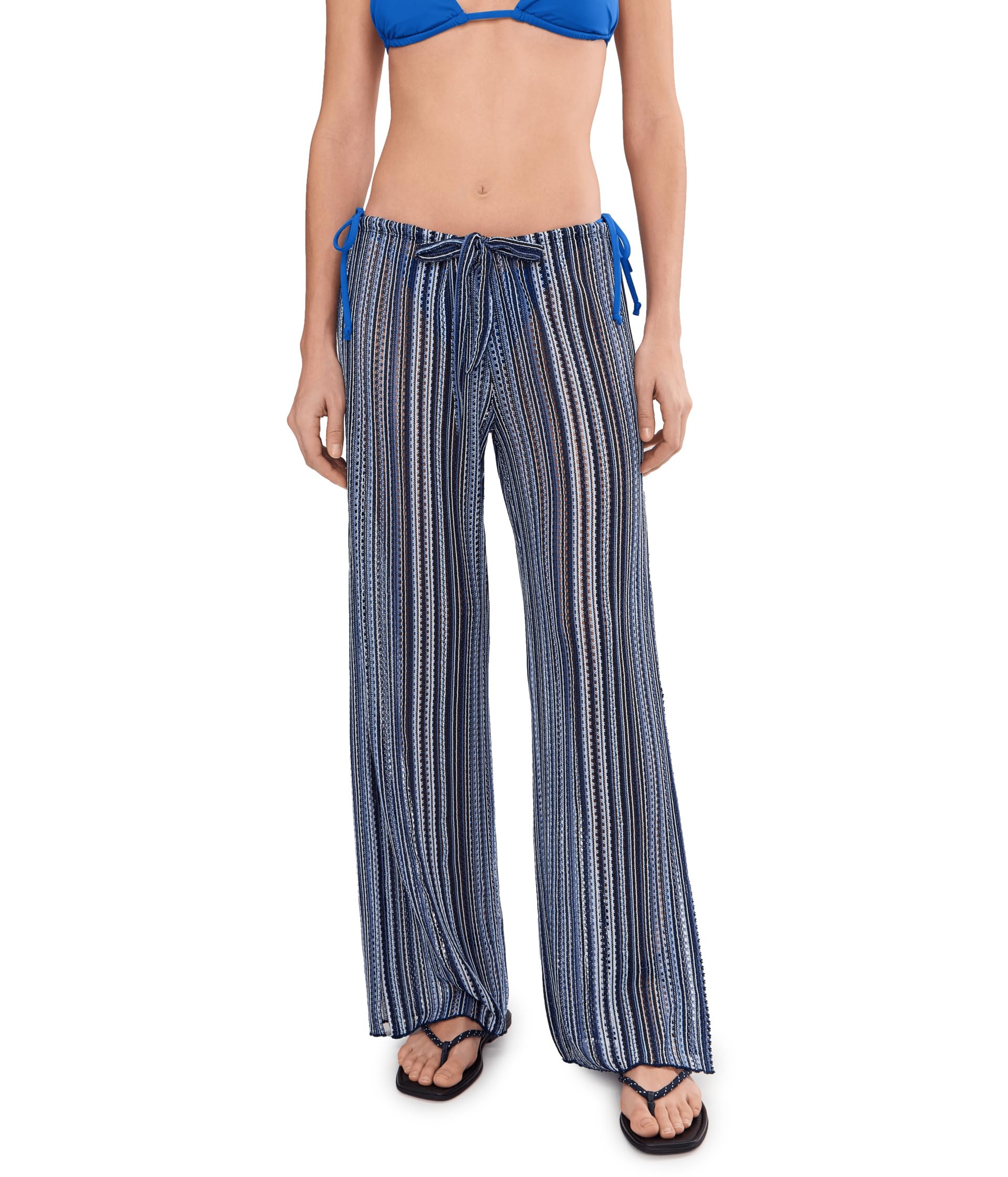 Seaside Crochet Knit Split Leg Pants