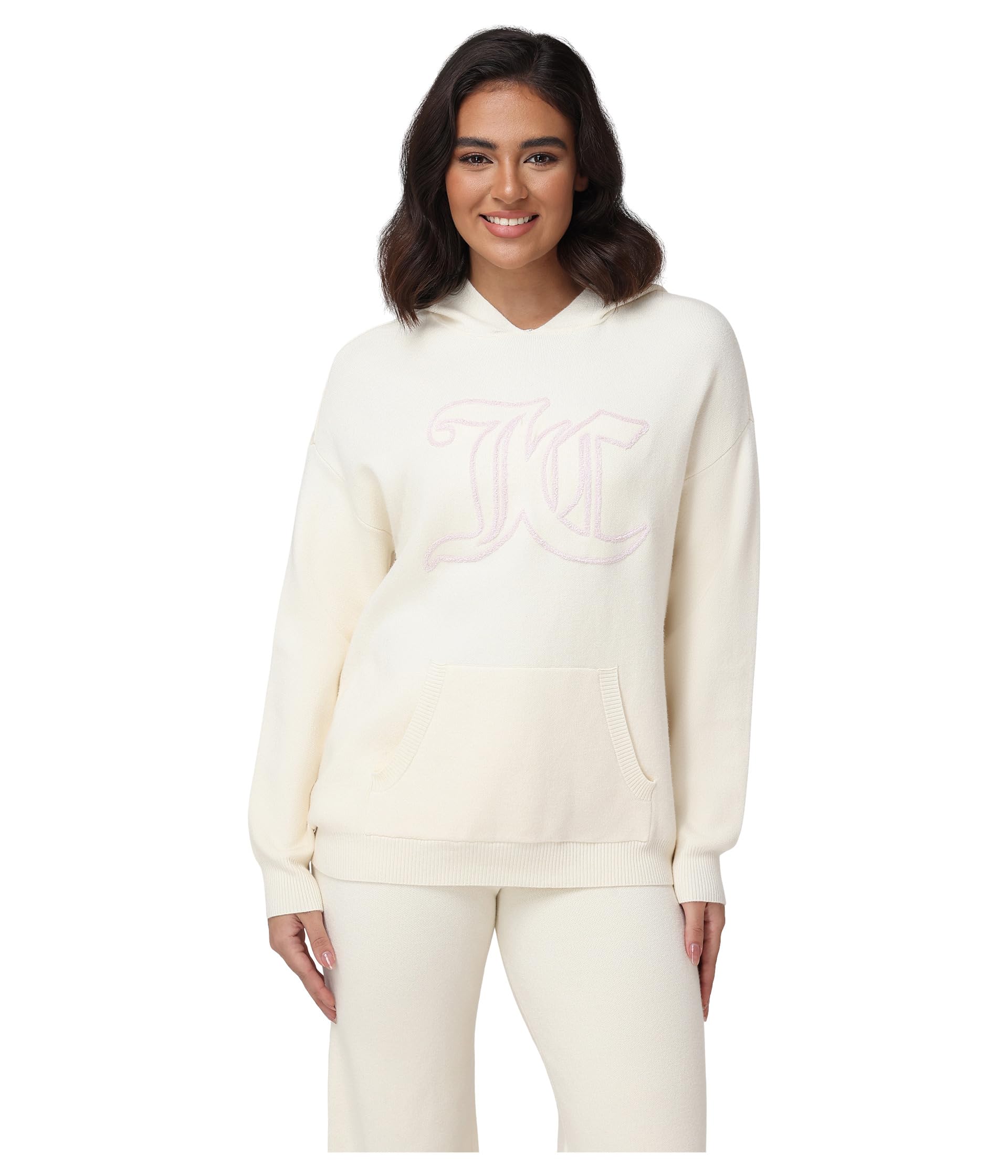 Drop Shoulder Hoodie With Jc Embroidery