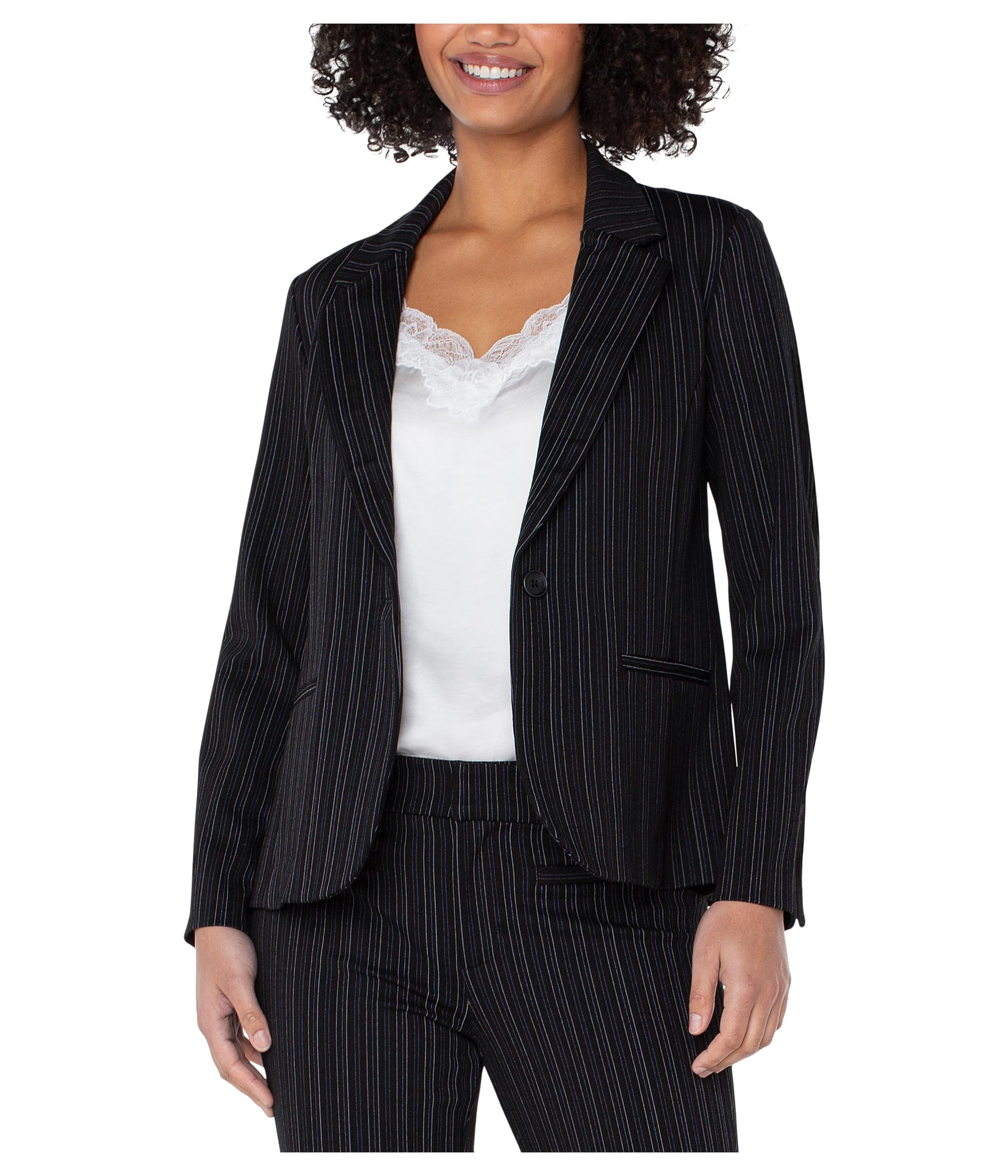 Stripe Knit Jacquard Fitted Blazer