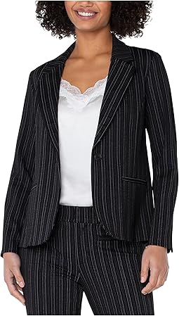 Stripe Knit Jacquard Fitted Blazer