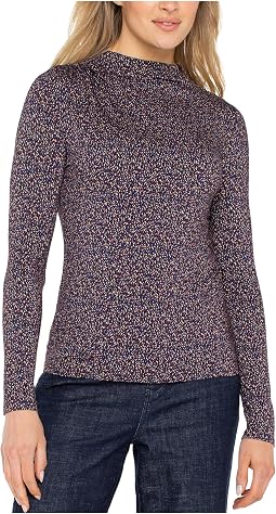 Long Sleeve Mock Neck Knit Top With Shirring