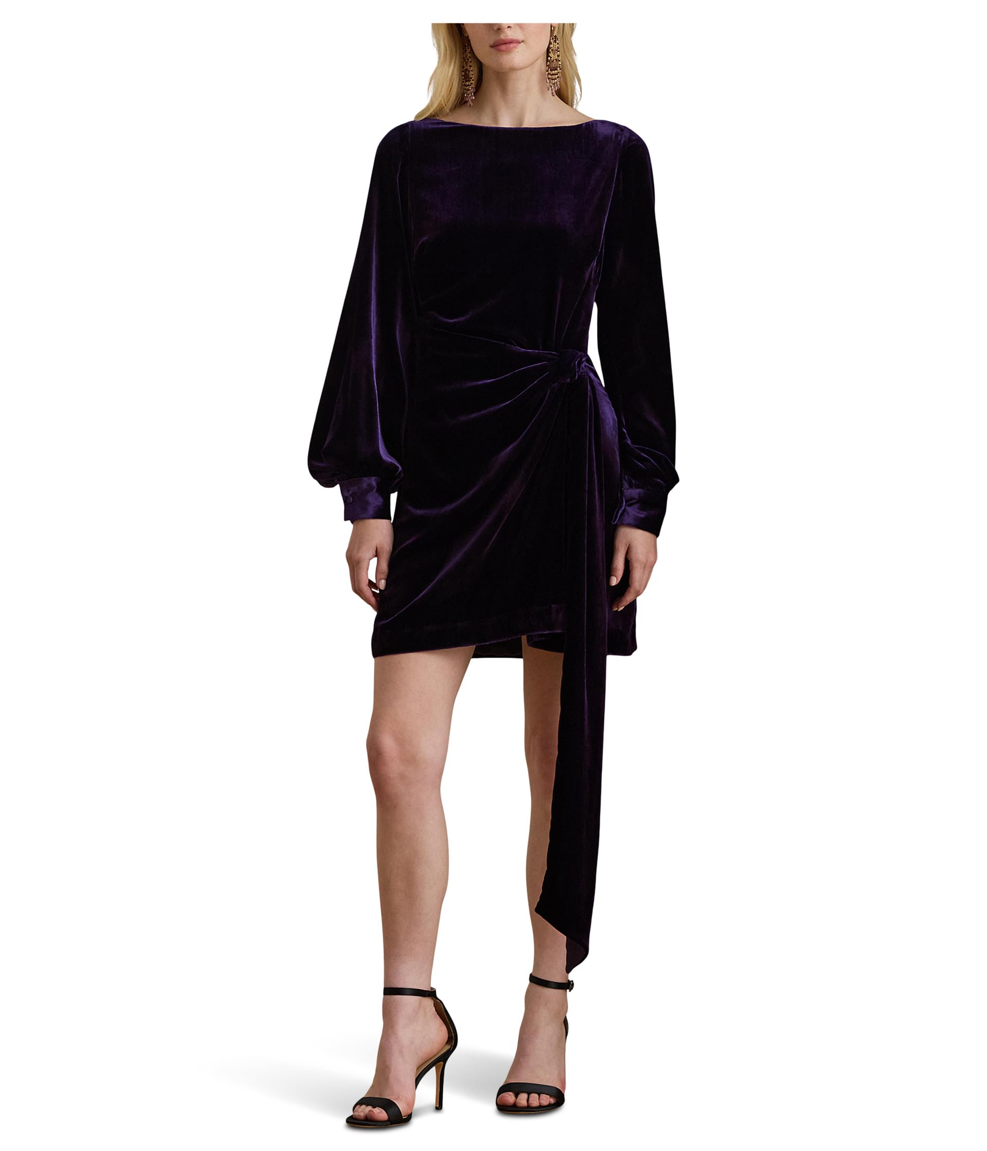 Tie-Front Velvet Cocktail Dress