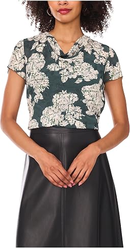Cap Sleeve Cowl Front Blouse