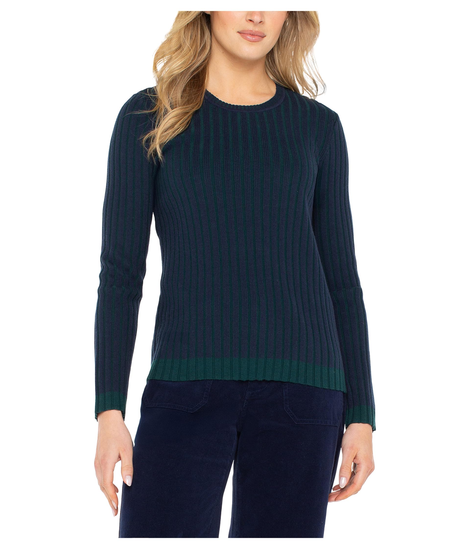 Long Sleeve Crew Neck Ribbed Sweater