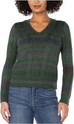 Long Sleeve Drop Shoulder V-neck Sweater