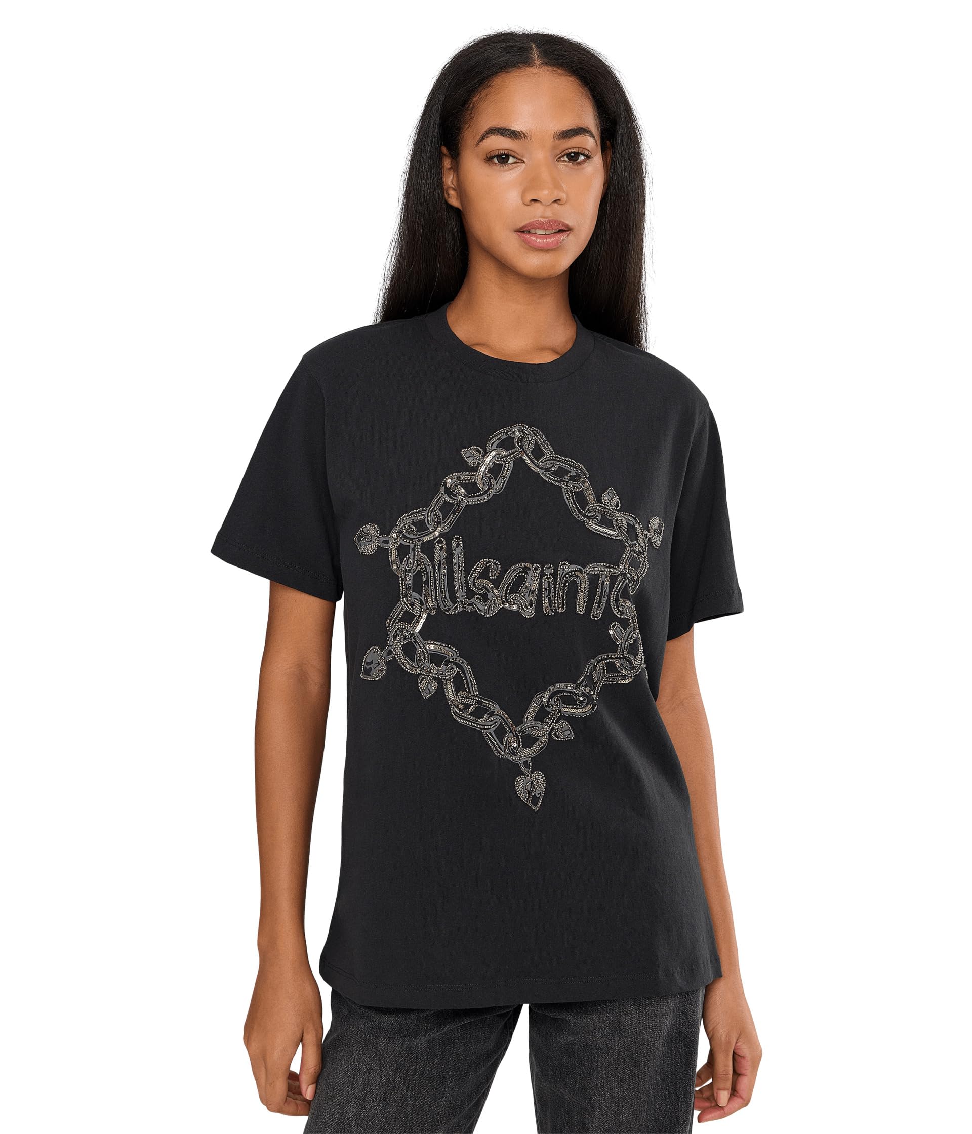 AllSaints Drip Emb Bf футболка