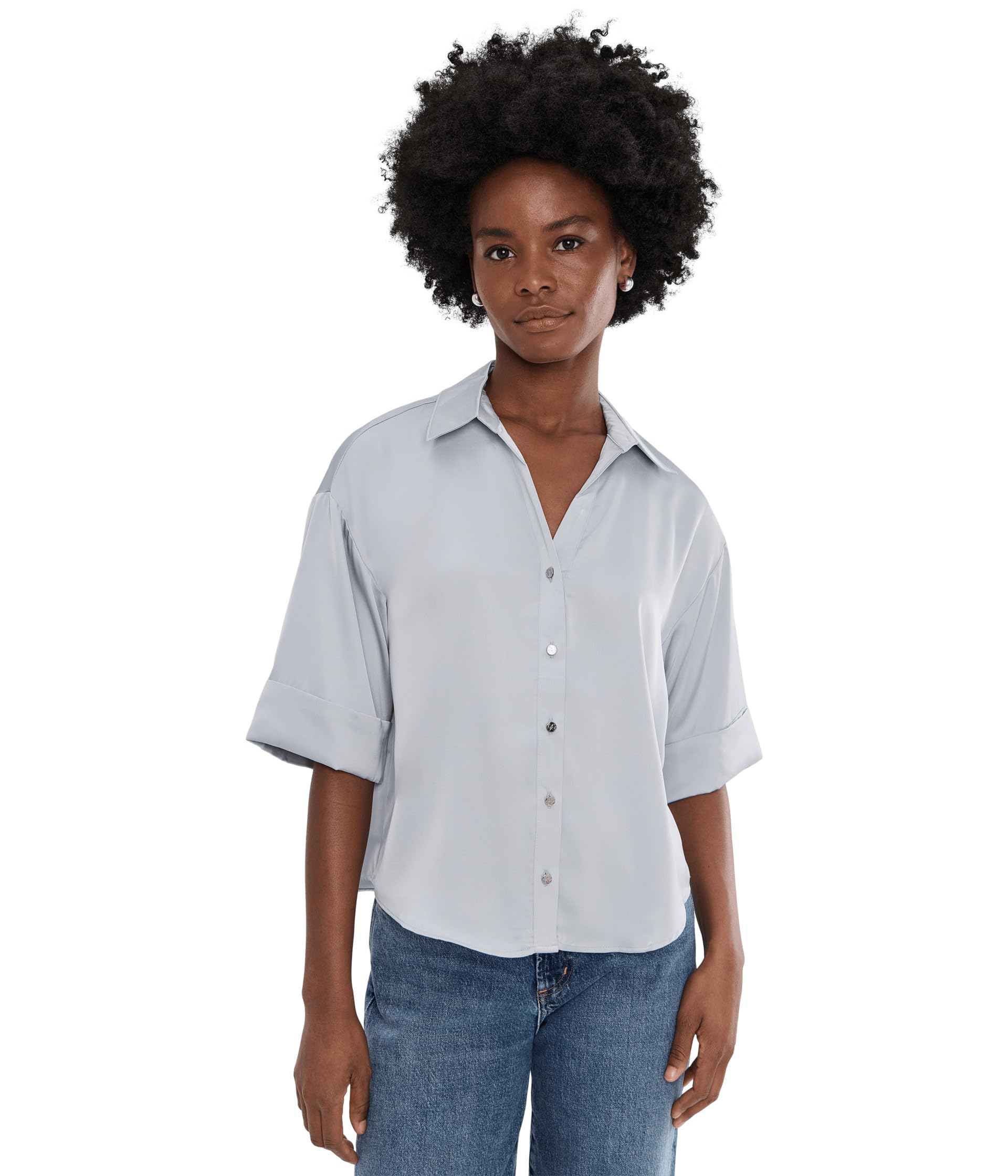 3/4 Sleeve Drop Shoulder Boxy Top