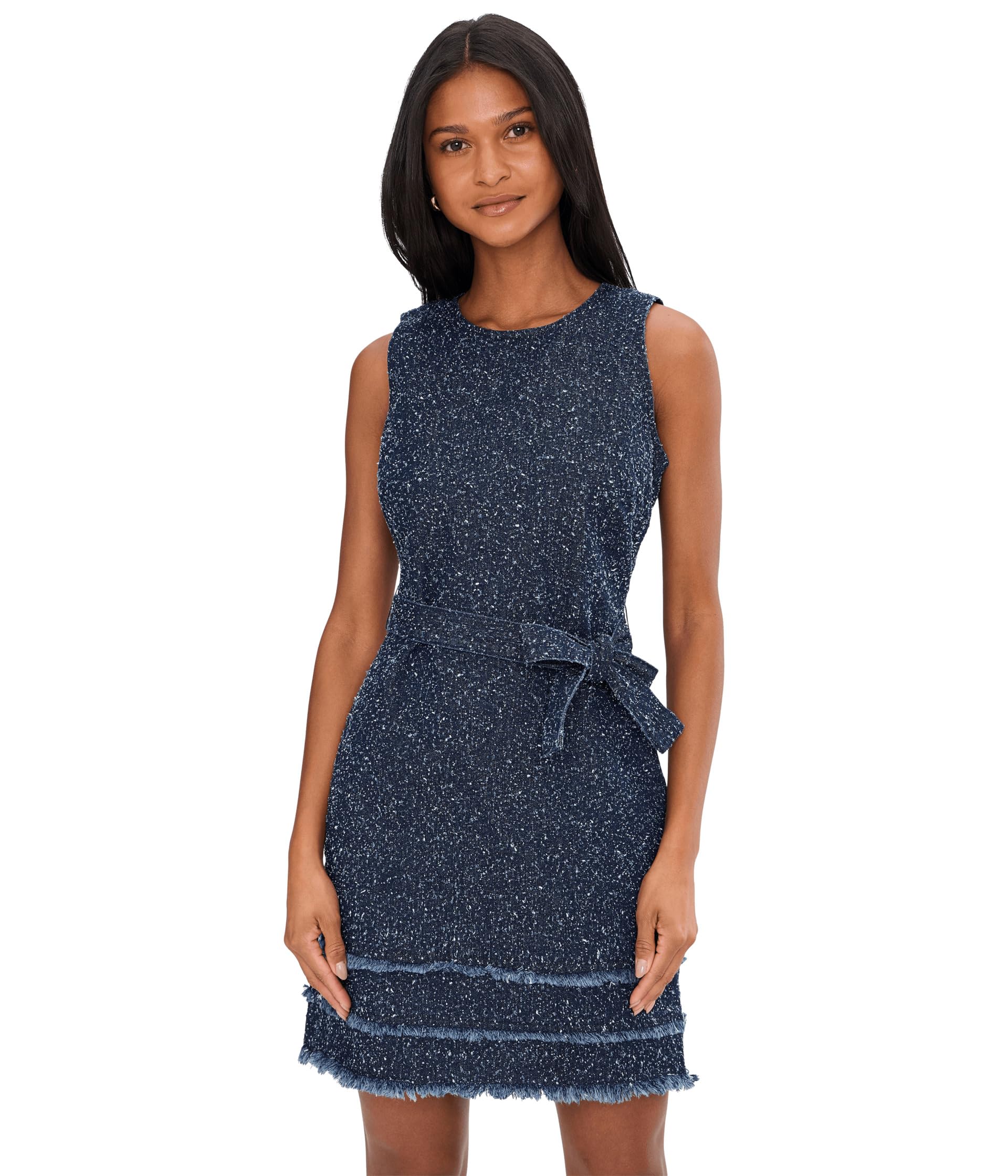 Boucle Denim Self Tie Dress