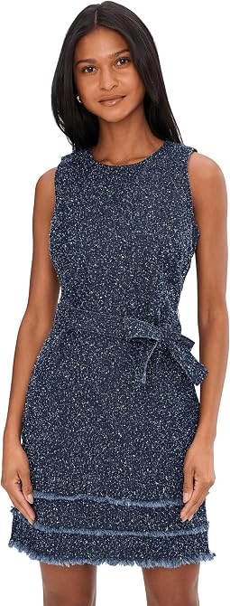 Boucle Denim Self Tie Dress