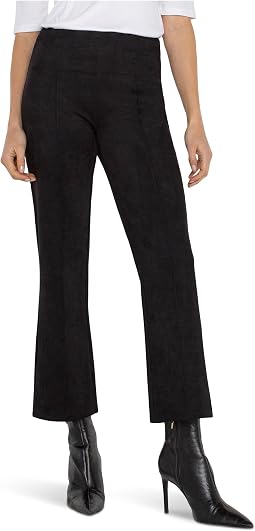 Petite Pearl Mid-Rise Crop Flare Pants w/ Pintucks 25"