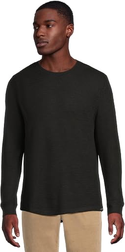 Long Sleeve Textured Double Knit Crew Neck Shirt