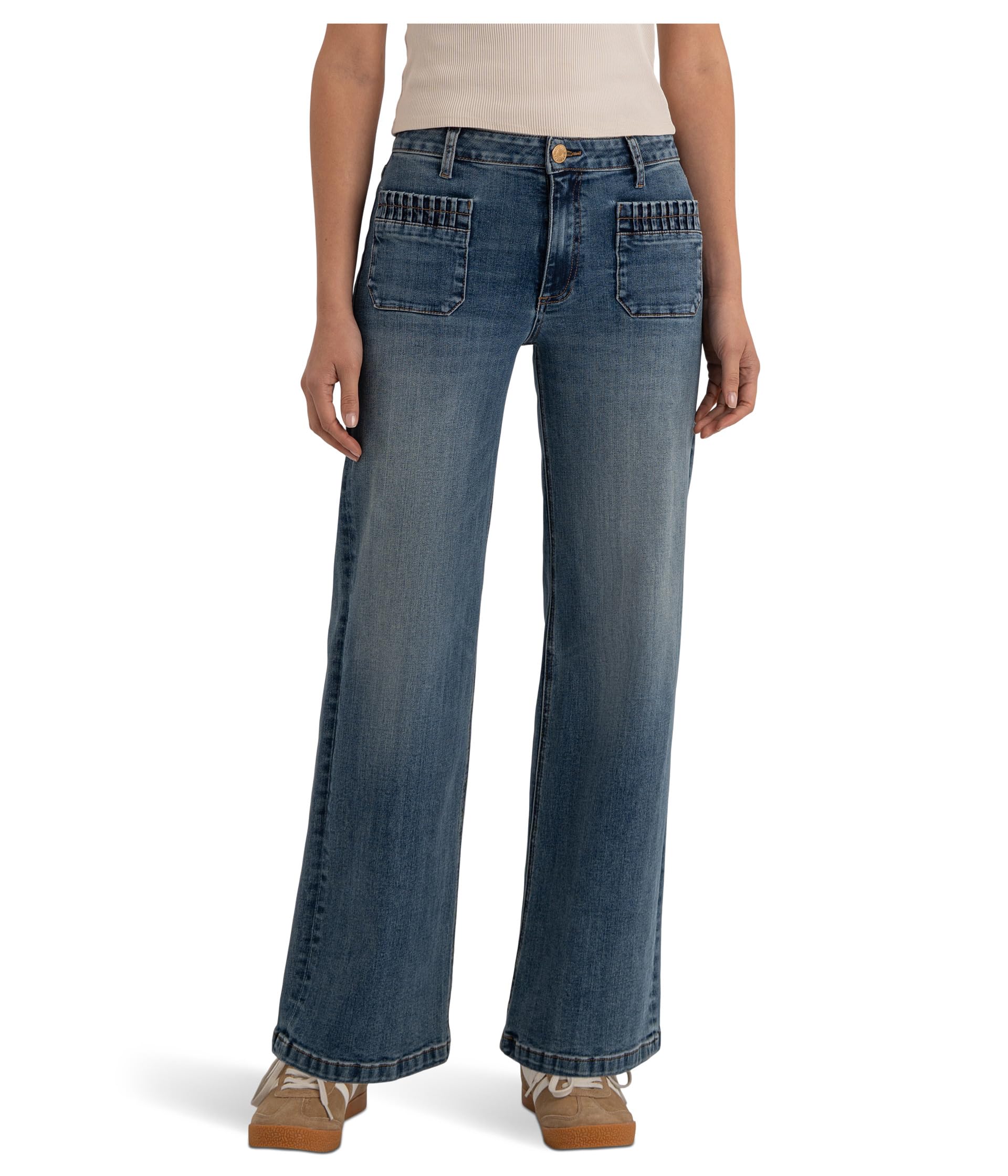 Maya High-Rise Wide Leg Patch Pockets With Ruching in Affection