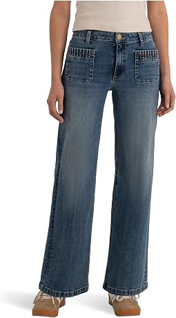 Женские джинсы Maya High-Rise Wide Leg Patch Pockets With Ruching in Affection