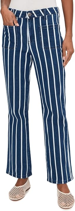 Женские брюки Kelsey-High-Rise Ankle Flare с накладным карманом в цвете Indigo/White