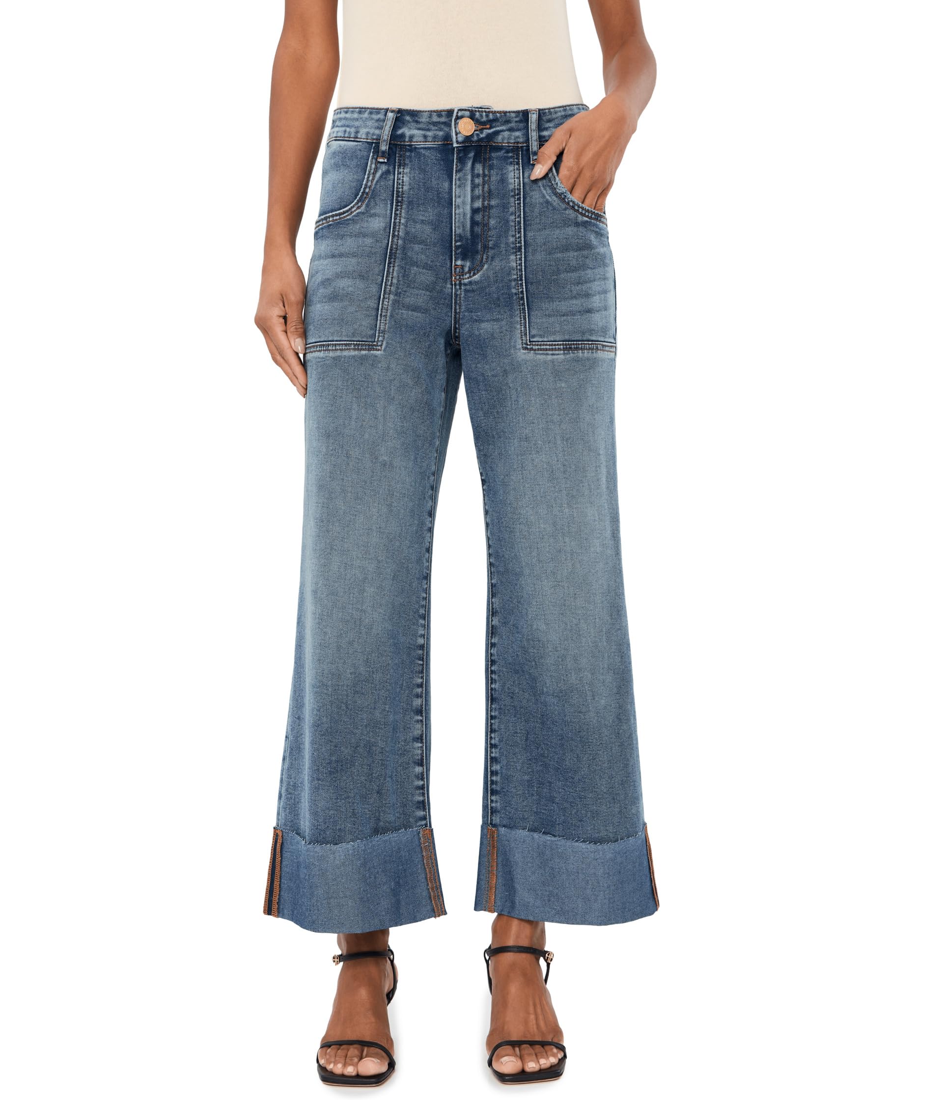 Meg High-Rise Wide Legs Roll Up Hem in Witted