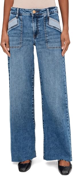 Maya High-Rise Porkshop Front Pockets Wide Leg Raw Hem in Success