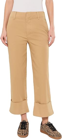Sienna High-Rise Straight Leg Roll Up in Khaki