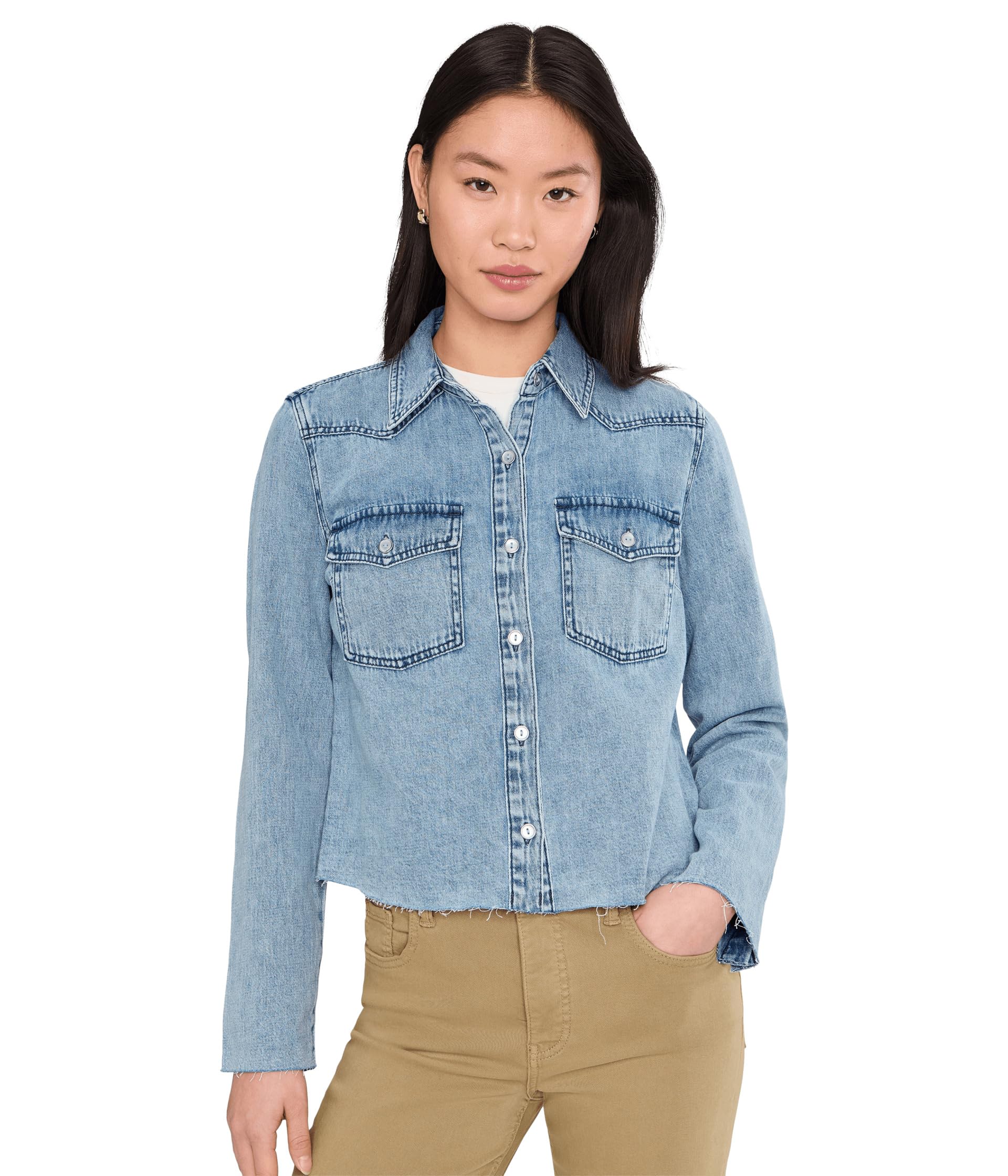 Женский топ Posey - Long Sleeve Shirt With Frayed Hem