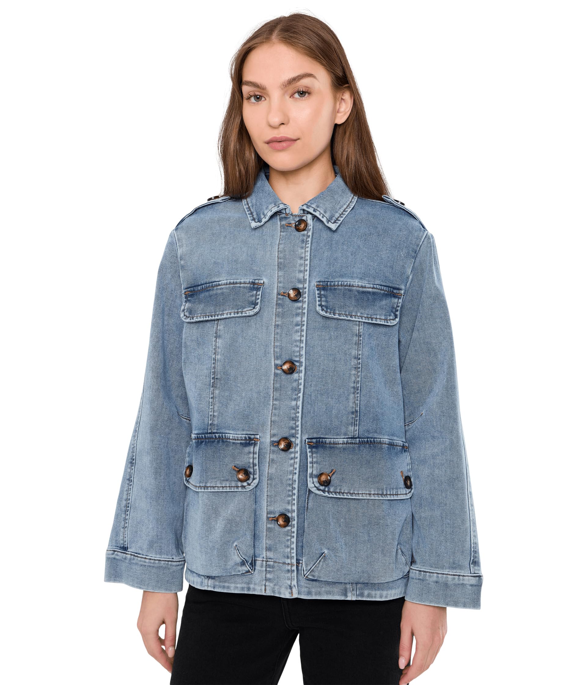 Callista-Oversize Denim Jacket w/ Front Opening