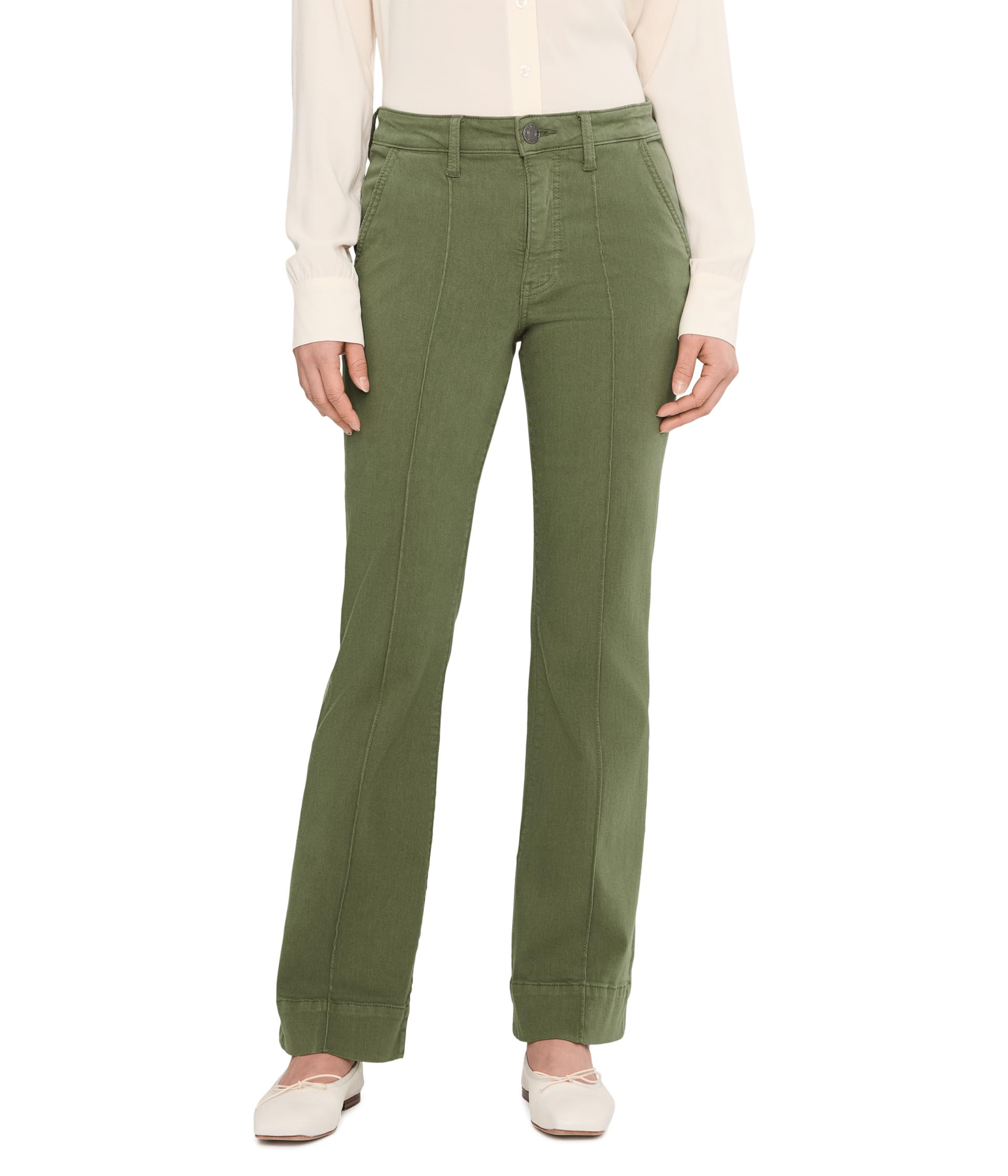 Stella High-Rise Fab Ab Flare Front Pin Tuck in Dill