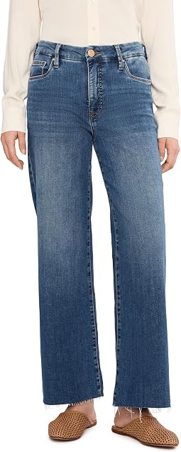 Женские джинсы KUT from the Kloth Meg High-Rise Fab Ab Wide Leg Raw Hem-Long Inseam in Rad