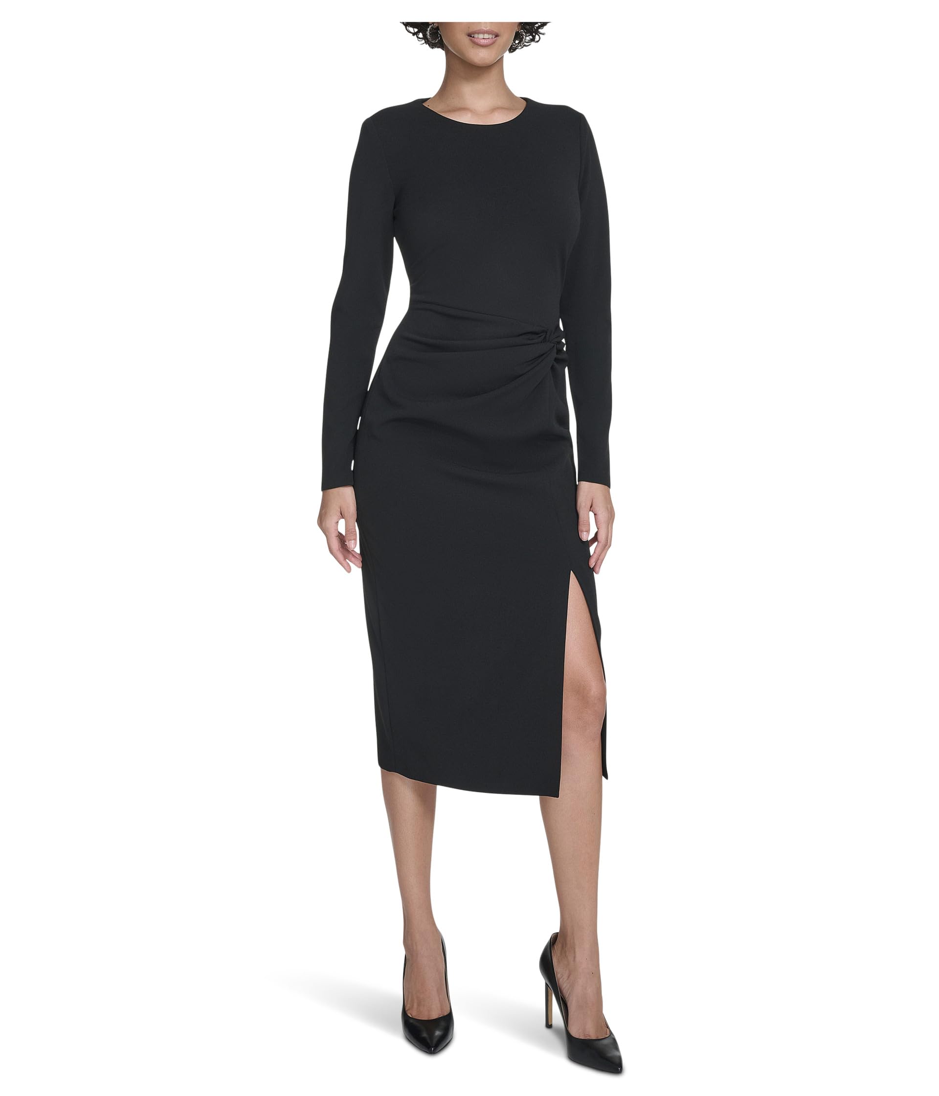 Женское платье Long Sleeve Solid Rouched Midi