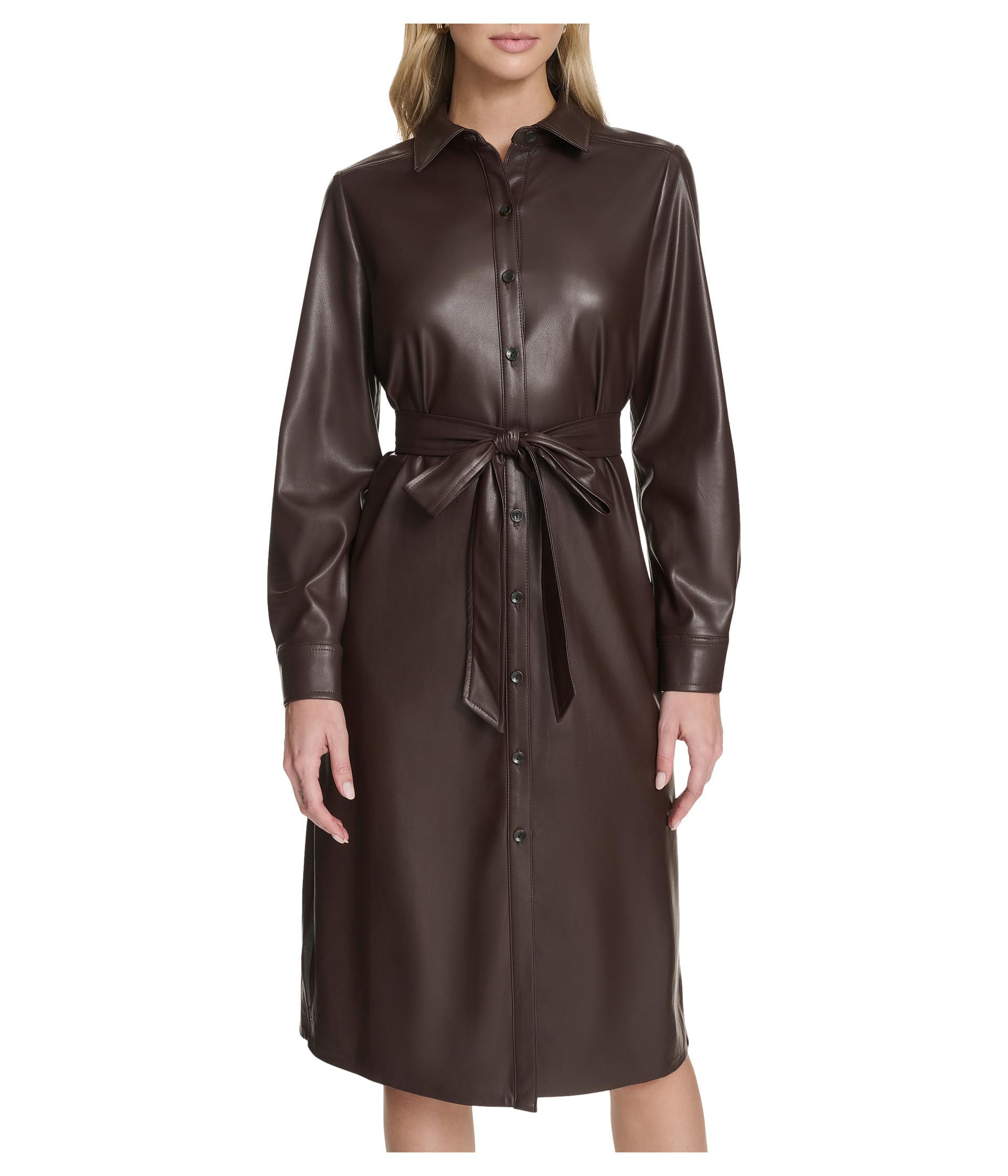 Платье-рубашка из PU Leather