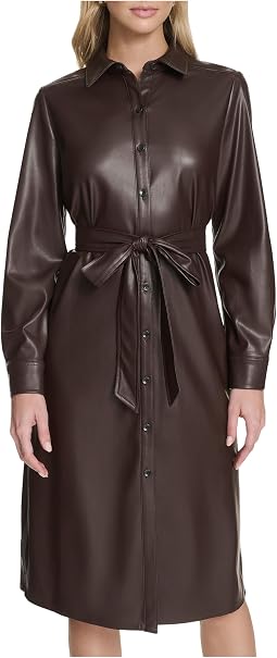 Платье-рубашка из PU Leather