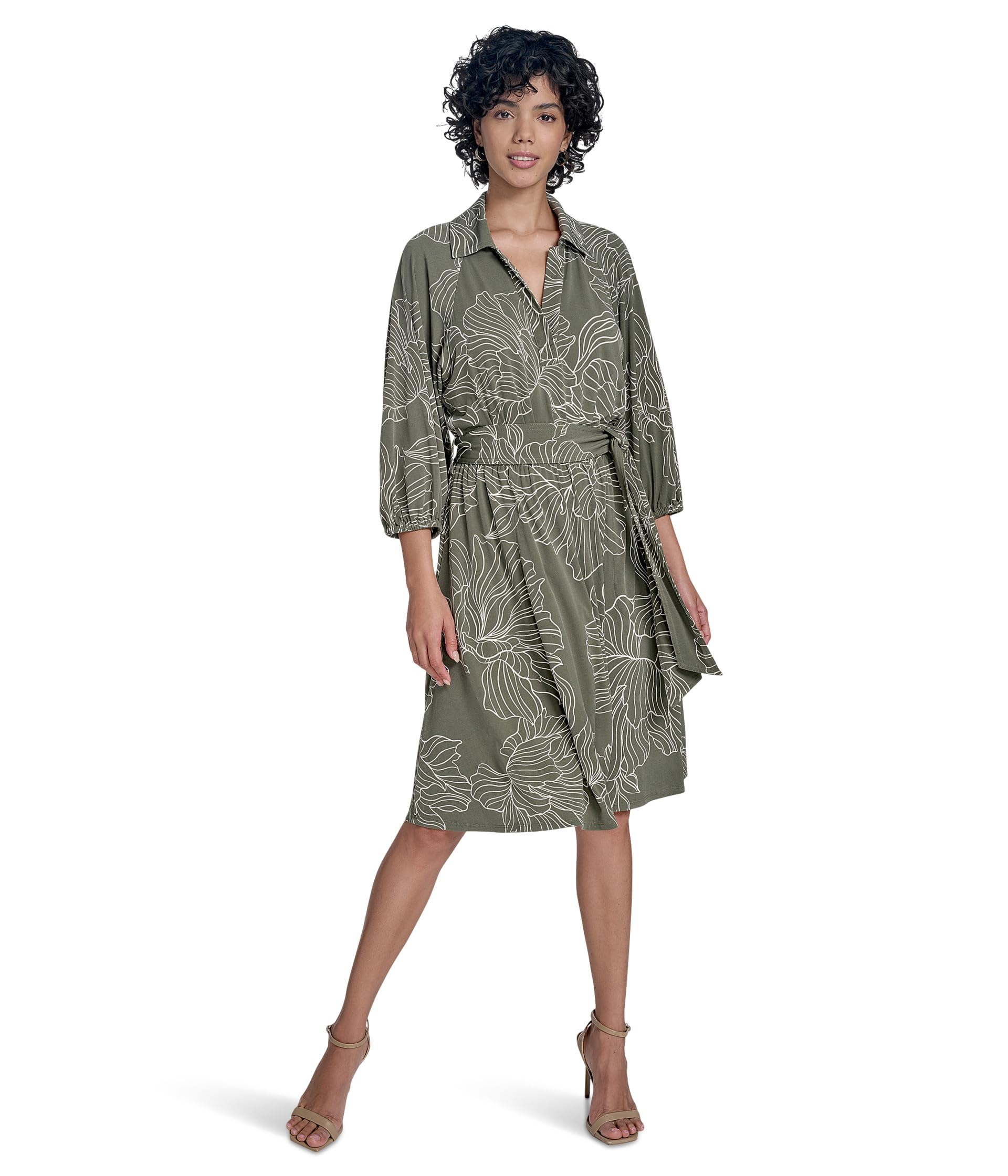 Matte Jersey Puff Sleeve Self Tie Aline