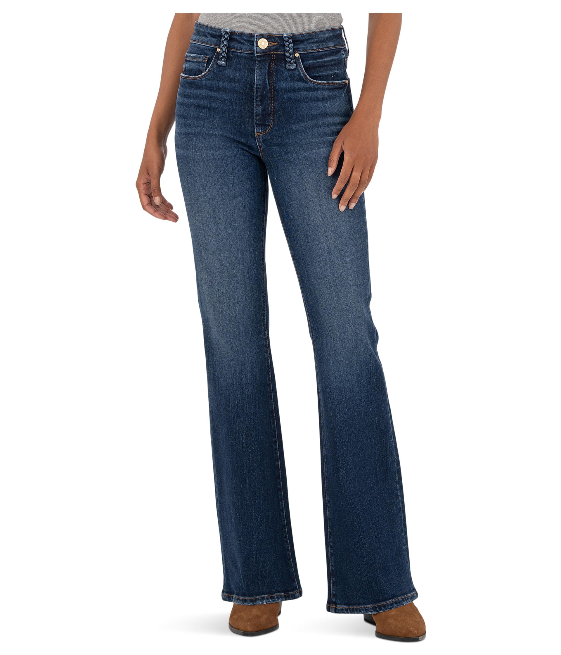Petite Ana High Rise Fab Ab Flare Braid Beltloop