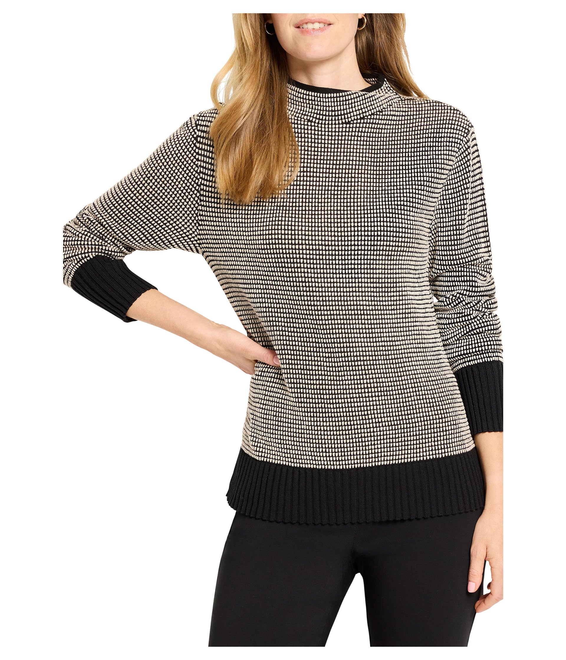 Funnel Neck Pixel Knit Sweater