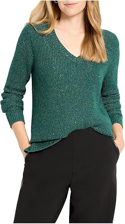 Женский джемпер с V-образным вырезом Petite Shimmer Waffle NIC+ZOE