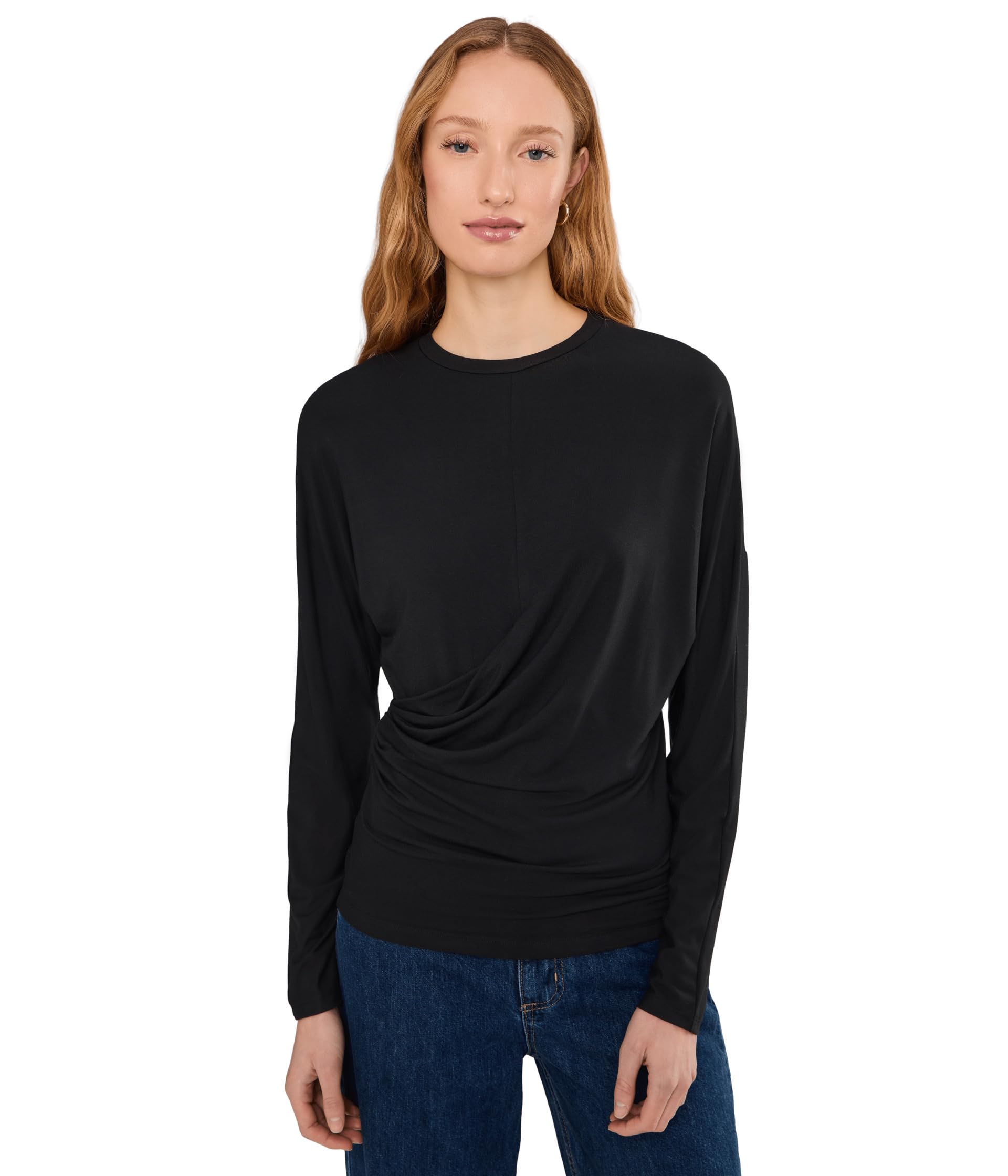 Fixed Drape Long Sleeve Crew