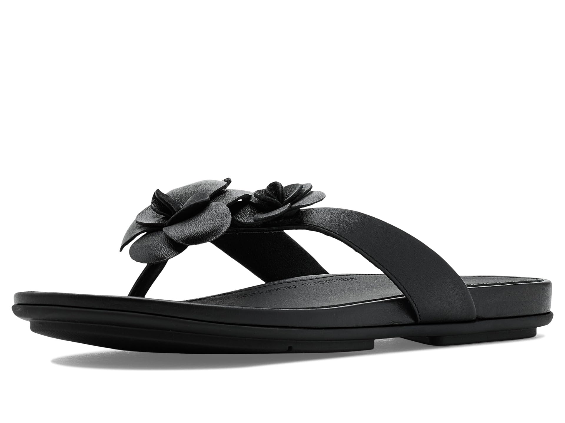 Gracie Flower Leather Flip-flops