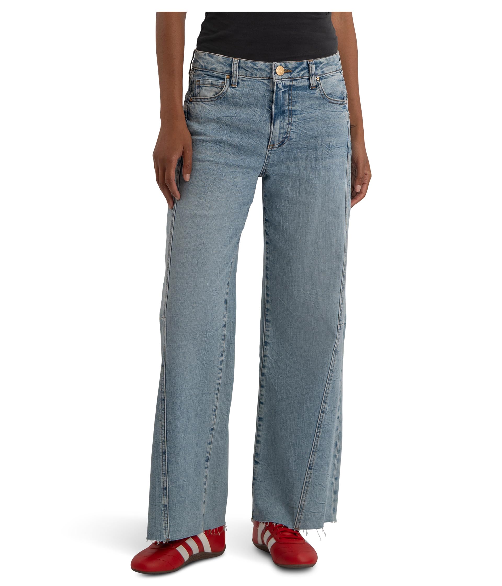 Meg High-Rise Wide Leg Side Panel Raw Hem