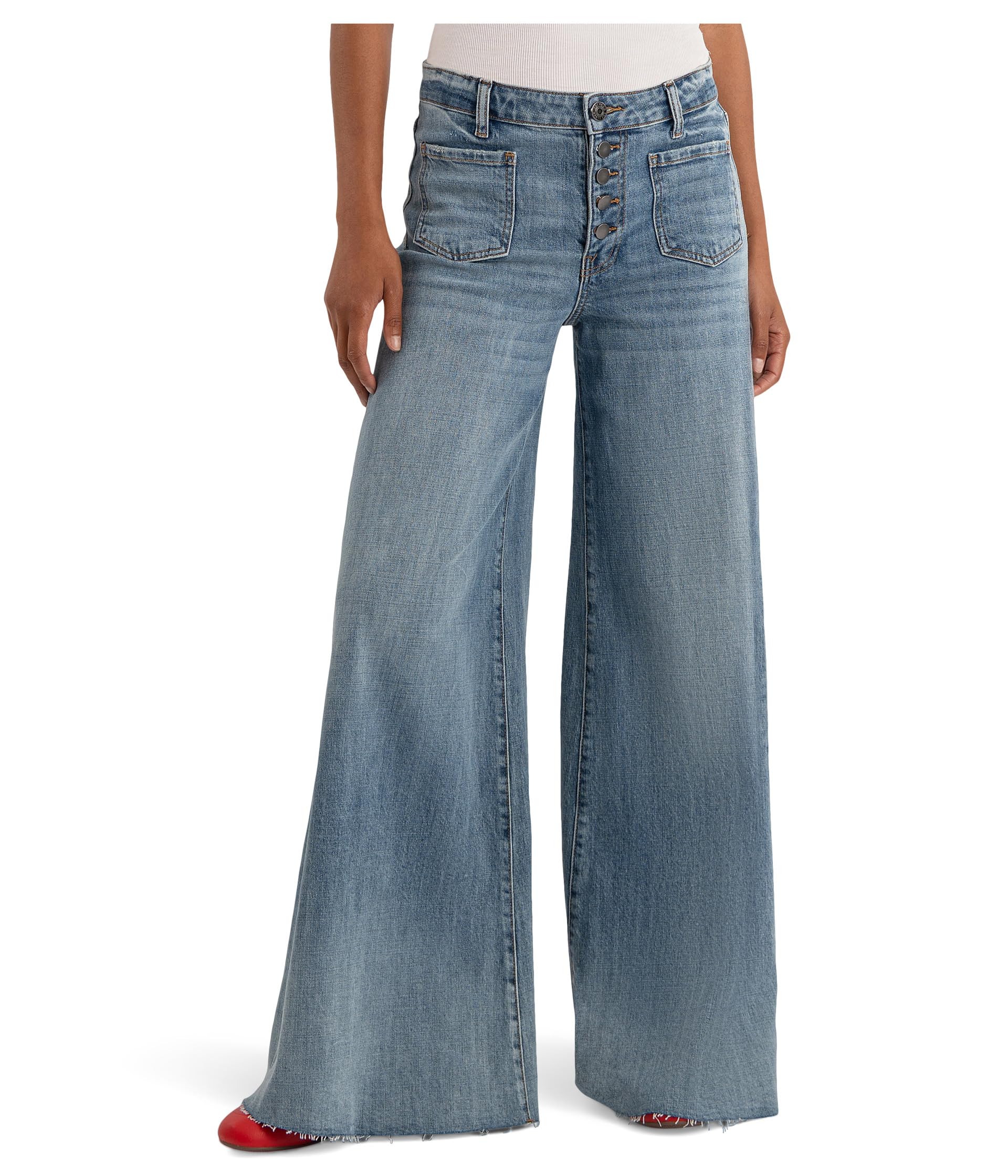 Blake High-Rise Super Wide Leg W Patch Pockets Raw Hem