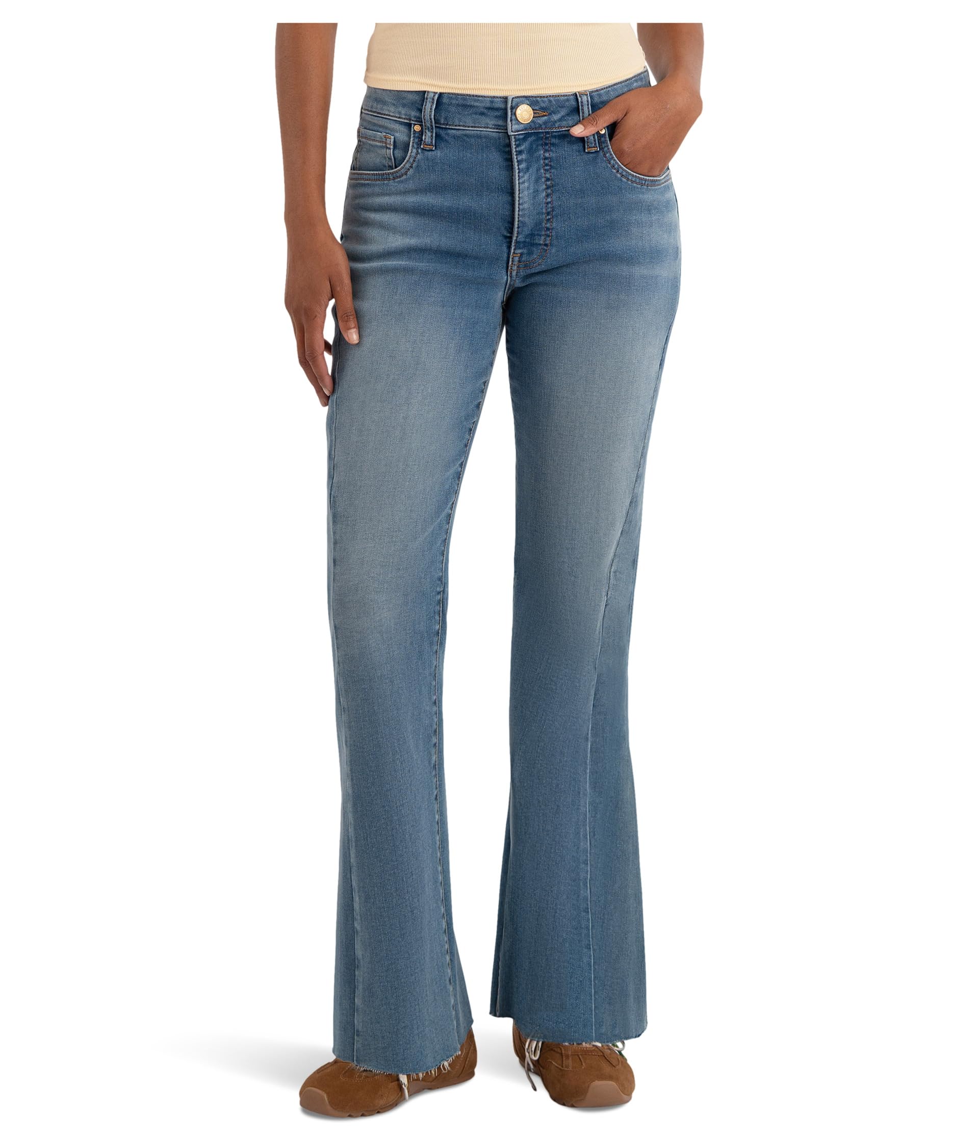 Kelly High-Rise Kick Flare Side Inset Raw Hem