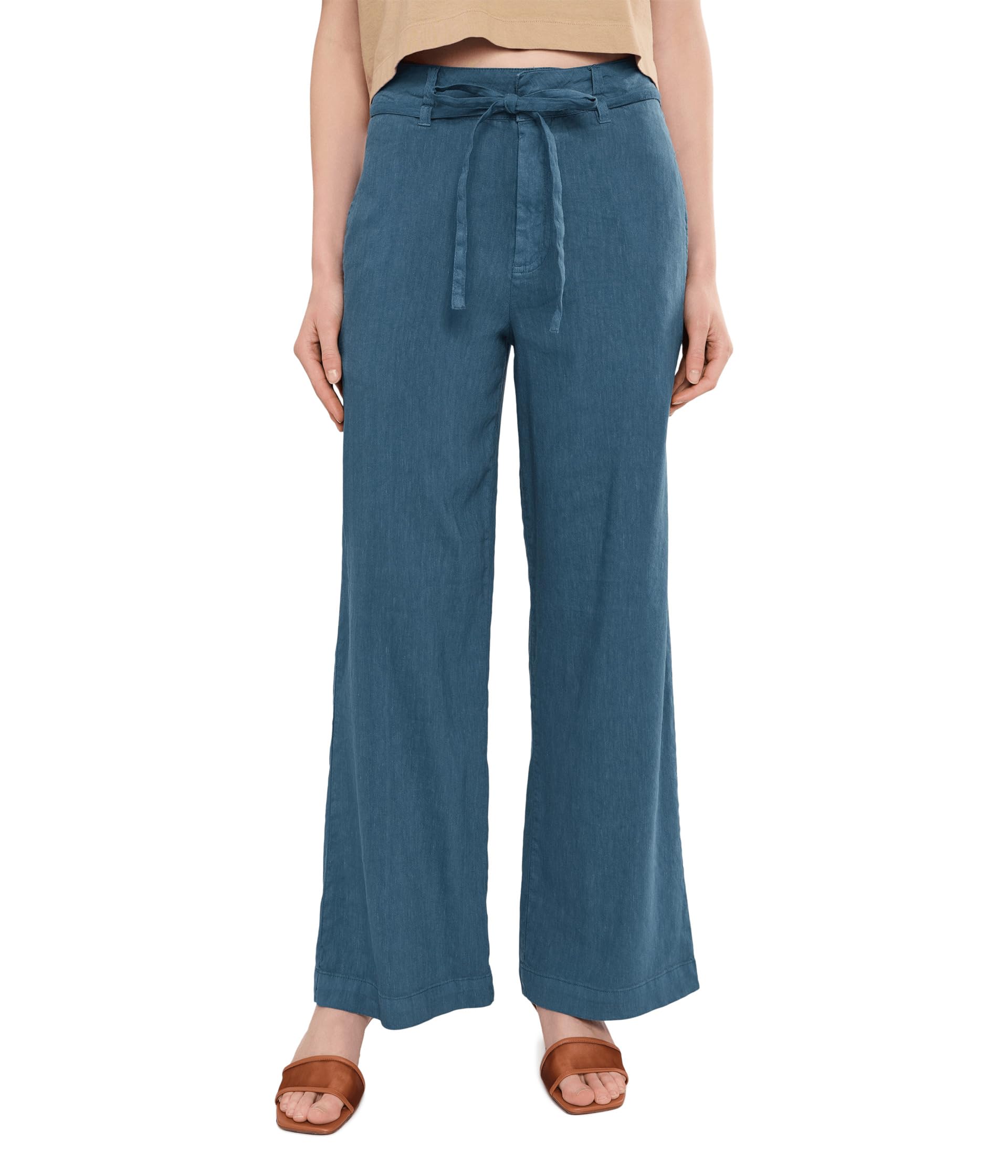 Meg - Linen Wide Leg Pants with Seam Pocket