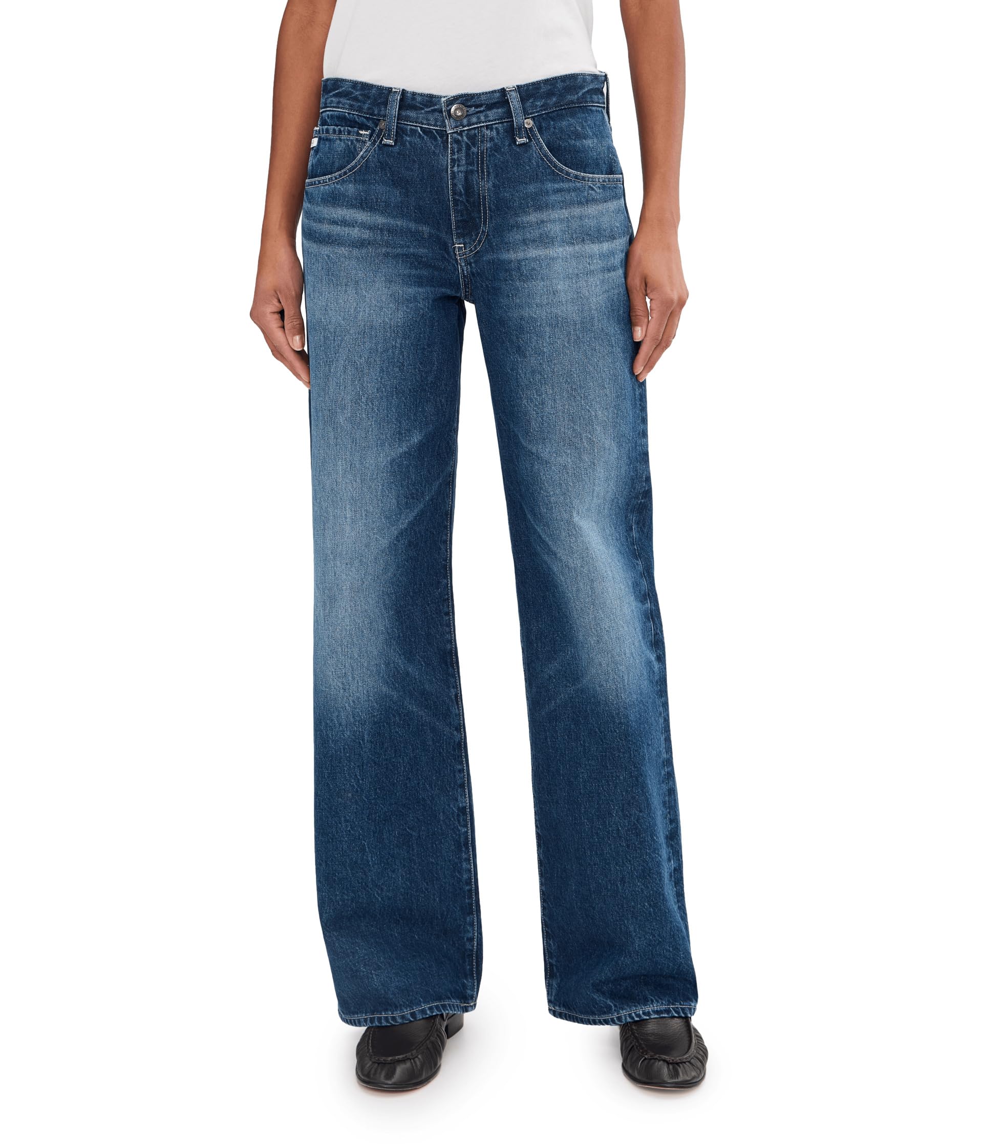 AG Jeans - женские джинсы с низкой посадкой, свободные, с широкими штанинами