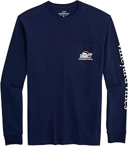 Santa Whale List Long Sleeve Pocket Tee