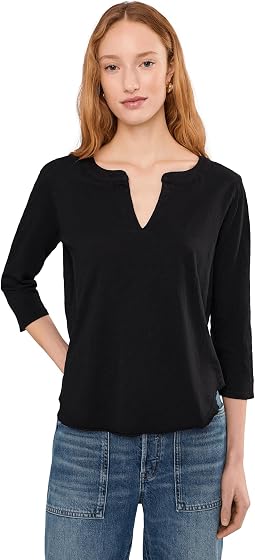 Футболка 3/4 Sleeve Split Neck Mandarin Tee