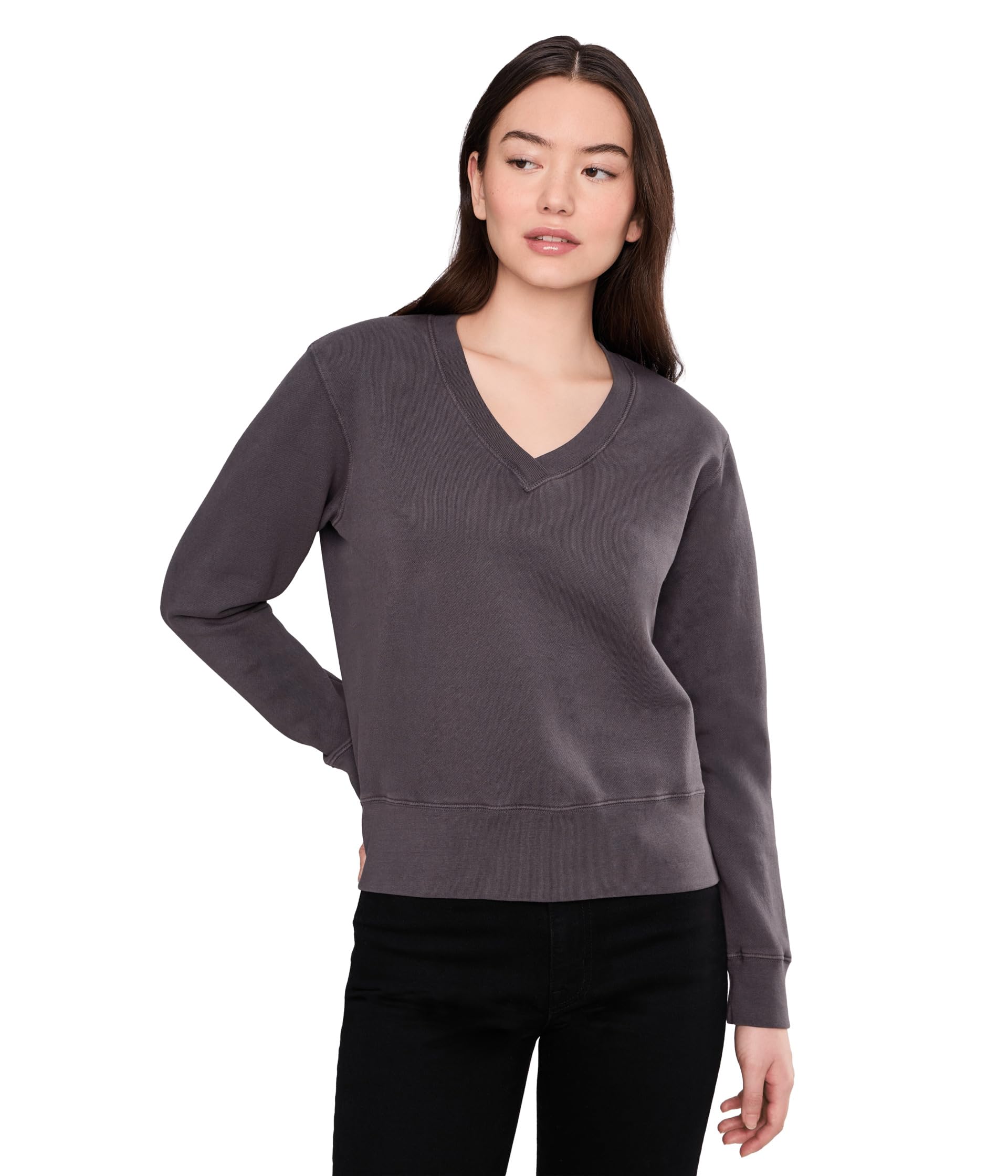 Long Sleeve Deep V-Neck Sweatshirt