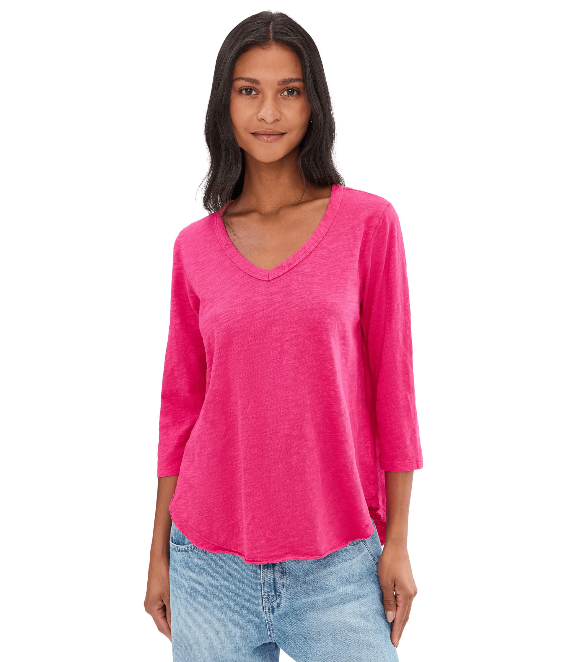 Футболка 3/4 Sleeve V-Neck Curved Hem