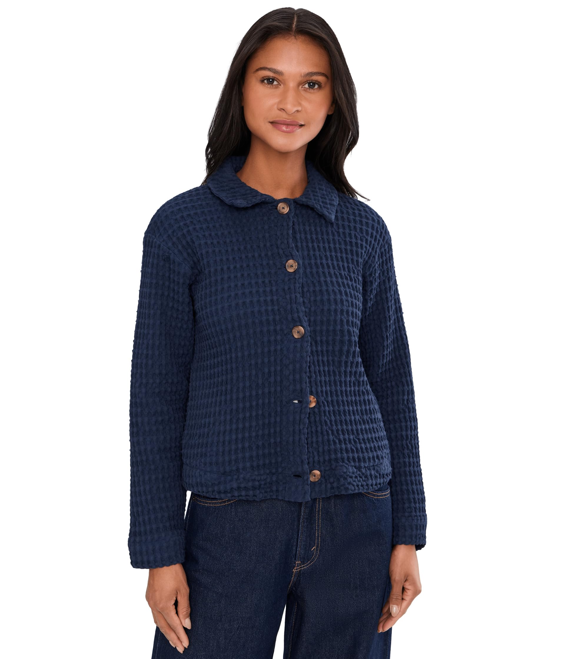 Long Sleeve Waffle Swing Jacket