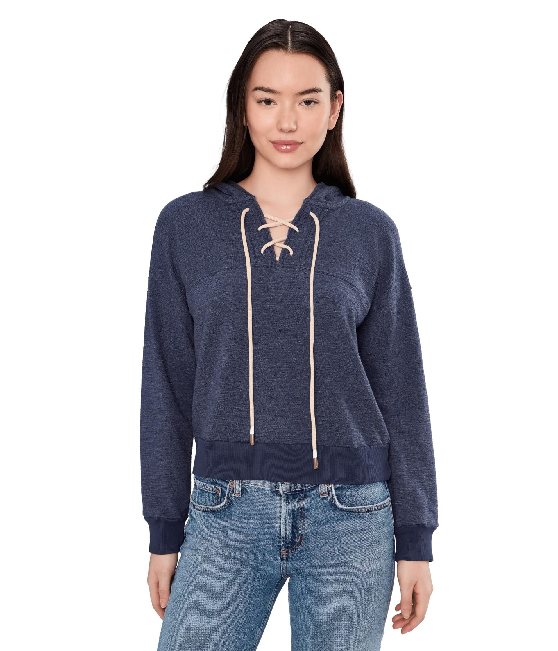 Long Sleeve Lace-Up Henley Hoodie