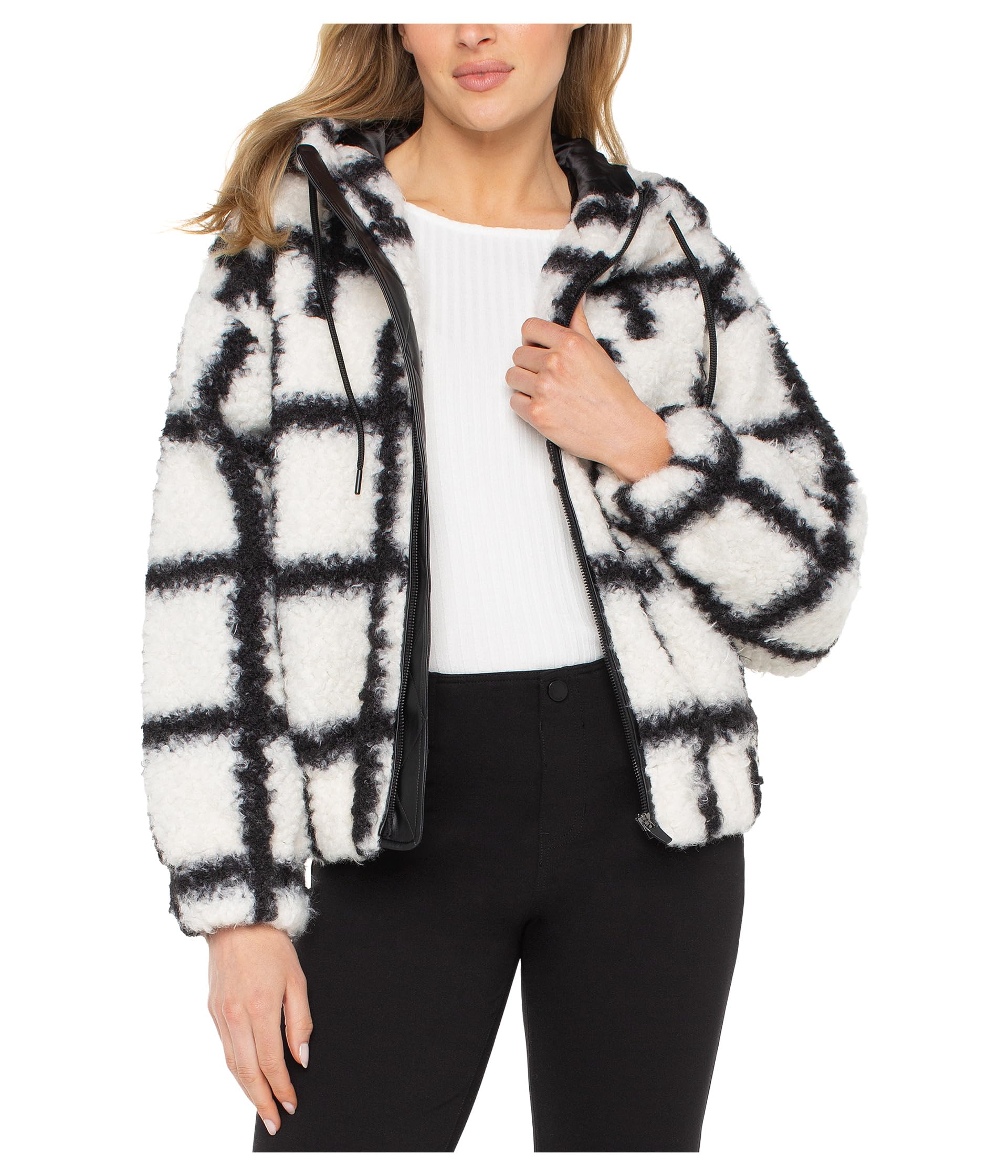 Faux Lamb Zip Up Sweater with Hood